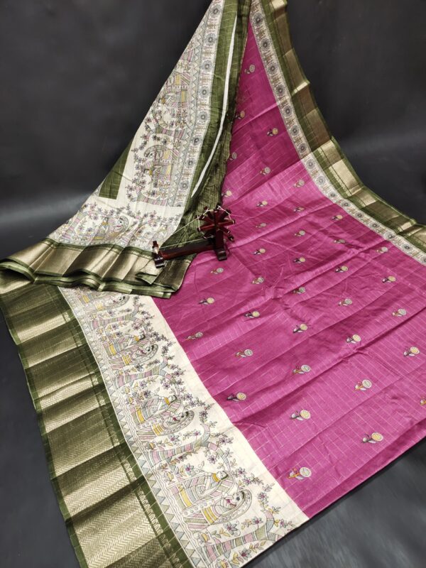 Pure Dola Silk Madhubani Printed Sarees - Image 4
