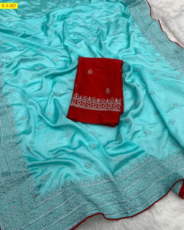Chinnon Multi Embroidery Work Sarees - Image 3