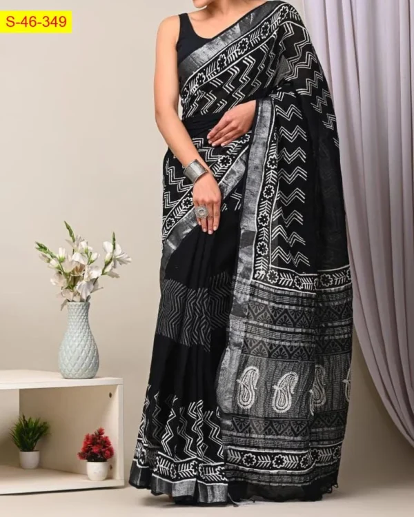 Digital printed-Linen Cotton Sarees - Image 2