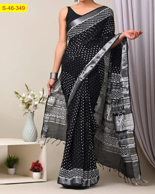 Digital printed-Linen Cotton Sarees - Image 9