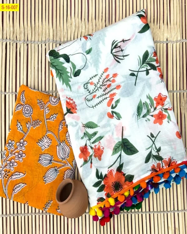 DOVE - Mulmul Cotton Saree - Image 5