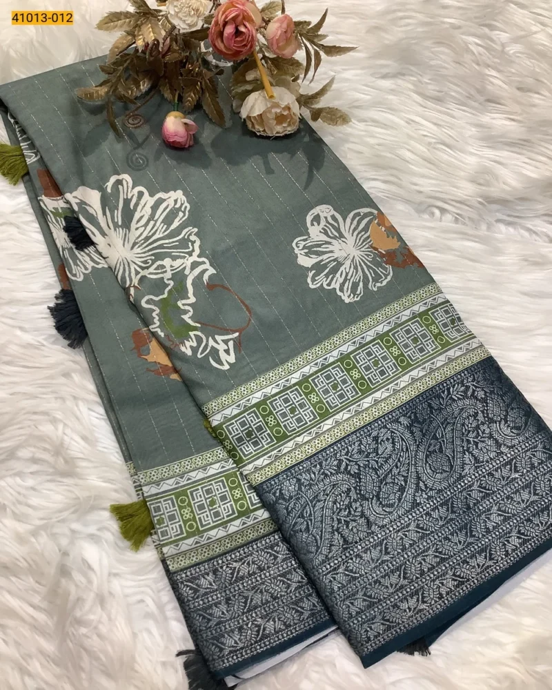 Violet Moss Crepe Silk Saree - Image 10