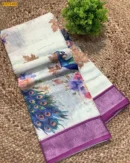 Linen Digital Print Cotton Sarees
