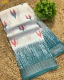 Linen Digital Print Cotton Sarees
