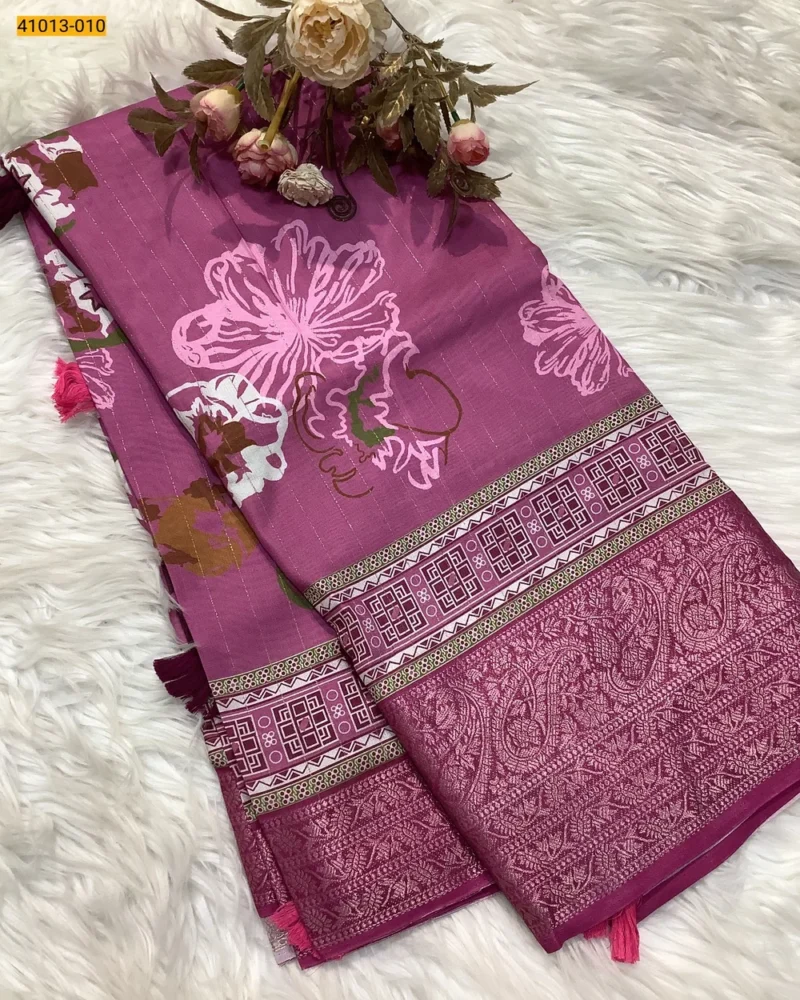 Violet Moss Crepe Silk Saree - Image 8