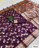 Meenakari touch-up Soft Banarasi Silk Sarees