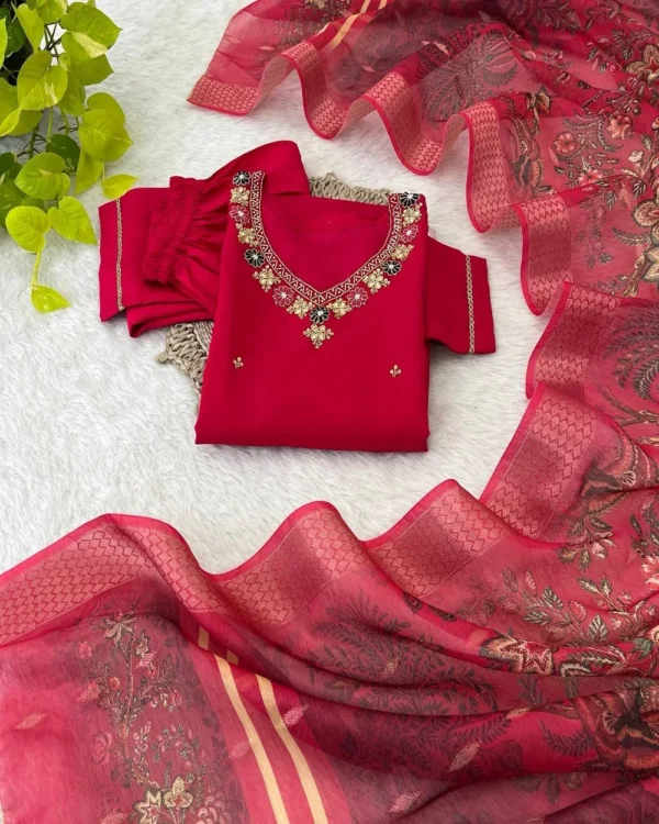 New Designer Kurti, Pant & Dupatta 3-Piece Set  - Image 4