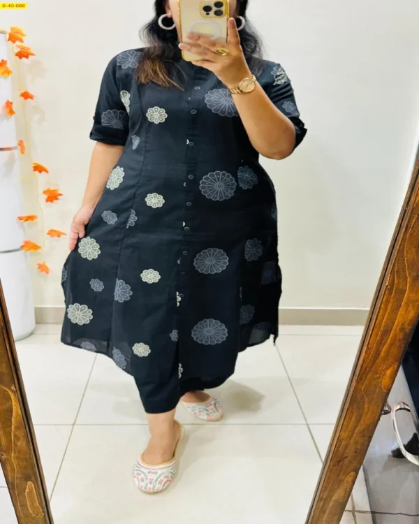 Printed Fine Cotton Kurti And Pant Set - Image 4