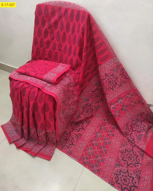 Pure Cotton Mulmul Saree - Image 19