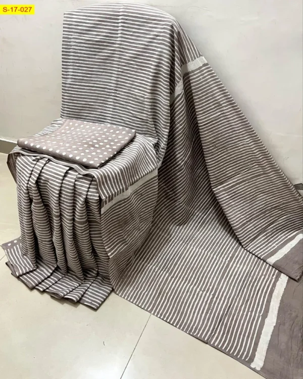 Pure Cotton Mulmul Saree - Image 21