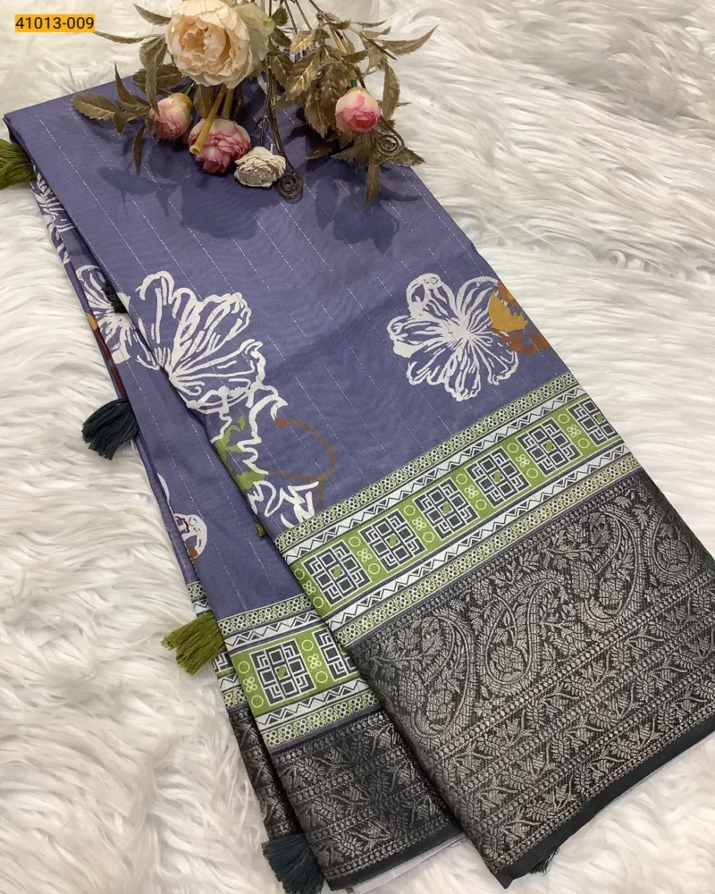 Violet Moss Crepe Silk Saree - Image 9