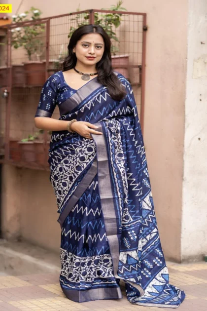 Soft Slub Silk Batik Saree