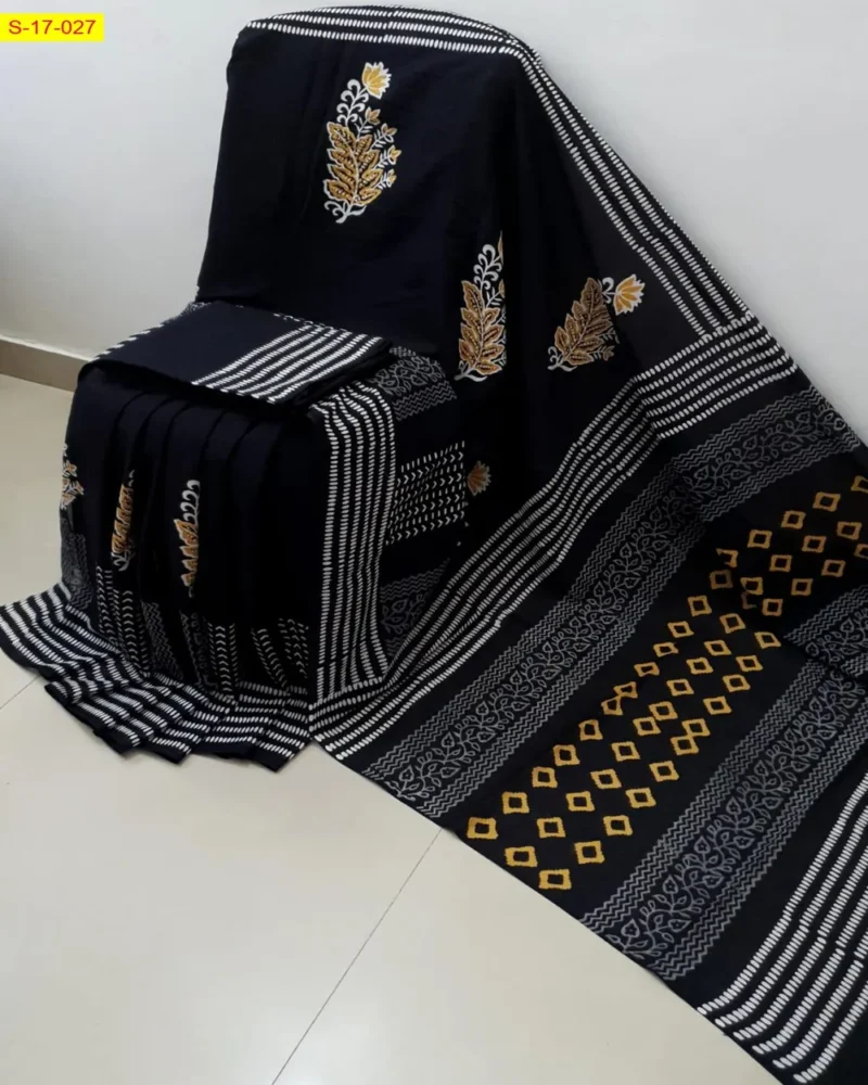 Pure Cotton Mulmul Saree - Image 8