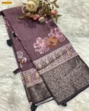 Violet Moss Crepe Silk Saree