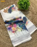 Linen Digital Print Cotton Sarees