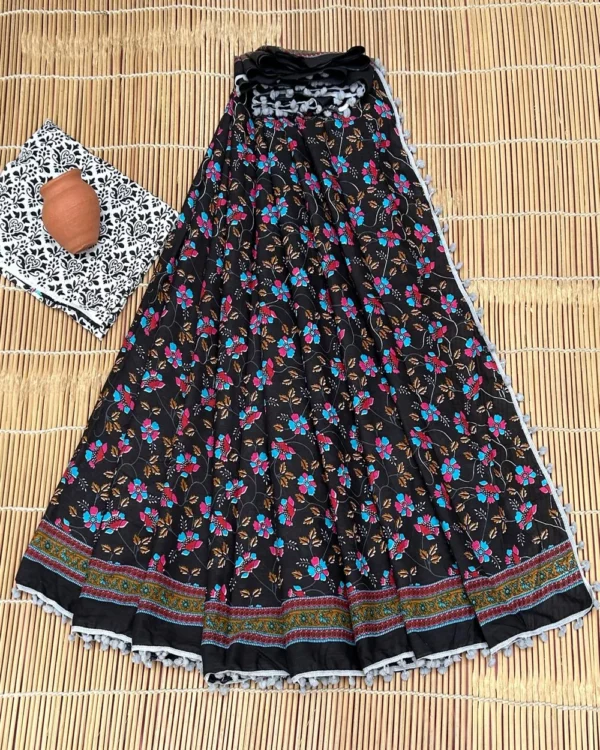 Pure Soft Cotton Mulmul Bagru Hand Block Printed Saree - Image 16