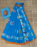 Pure Soft Cotton Mulmul Bagru Hand Block Printed Saree