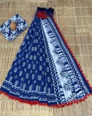 Pure Soft Cotton Mulmul Bagru Hand Block Printed Saree