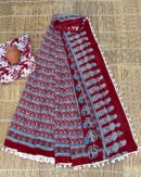 Pure Soft Cotton Mulmul Bagru Hand Block Printed Saree