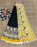 Pure Soft Cotton Mulmul Bagru Hand Block Printed Saree