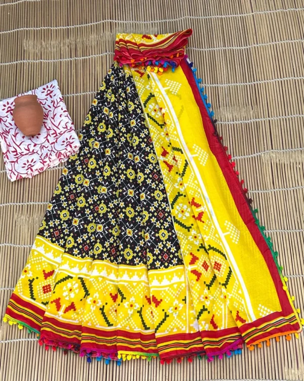 Pure Soft Cotton Mulmul Bagru Hand Block Printed Saree - Image 20