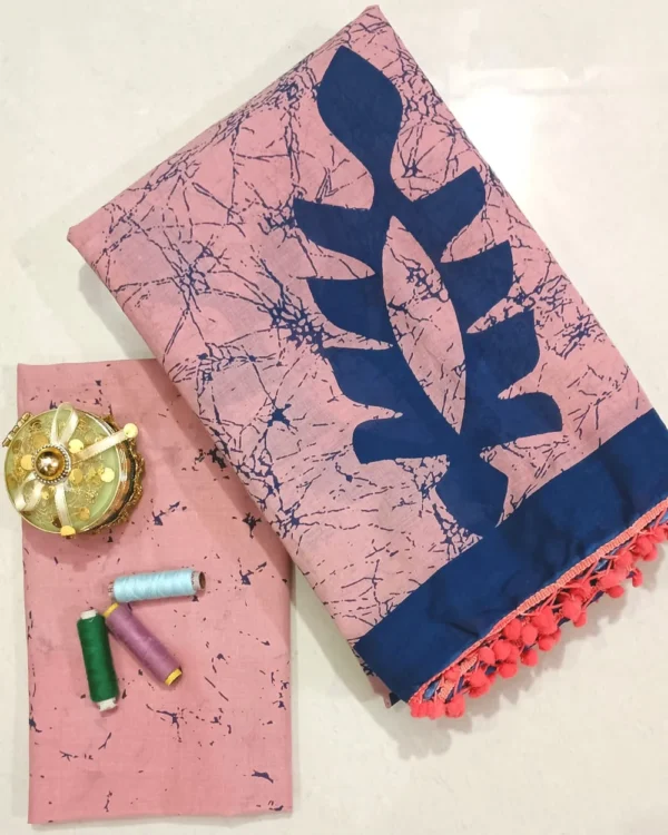 Pure Soft Cotton Mulmul Bagru Hand Block Printed Saree - Image 14