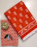 Pure Soft Cotton Mulmul Bagru Hand Block Printed Saree