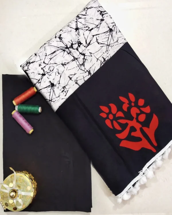 Pure Soft Cotton Mulmul Bagru Hand Block Printed Saree - Image 5