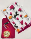Pure Soft Cotton Mulmul Bagru Hand Block Printed Saree