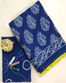 Pure Soft Cotton Mulmul Bagru Hand Block Printed Saree