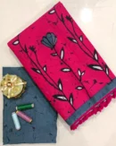 Pure Soft Cotton Mulmul Bagru Hand Block Printed Saree