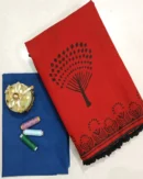 Pure Soft Cotton Mulmul Bagru Hand Block Printed Saree