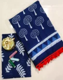 Pure Soft Cotton Mulmul Bagru Hand Block Printed Saree
