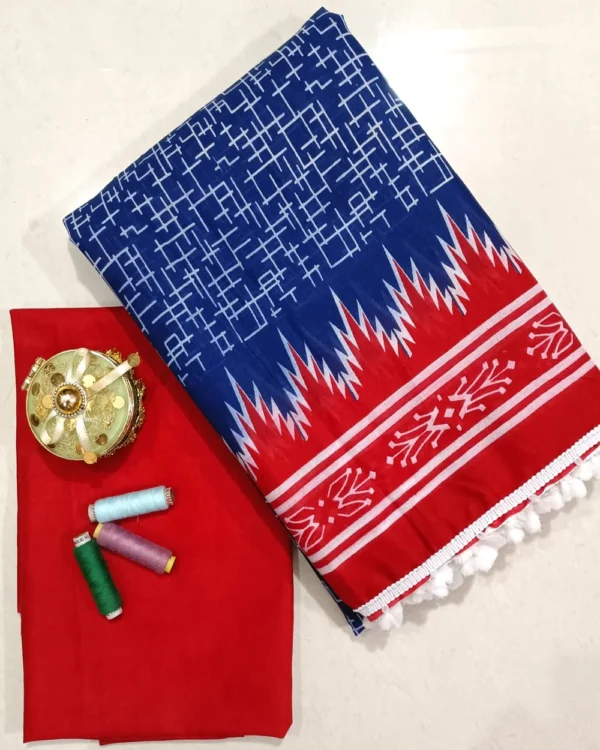 Pure Soft Cotton Mulmul Bagru Hand Block Printed Saree - Image 22