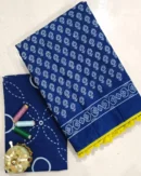 Pure Soft Cotton Mulmul Bagru Hand Block Printed Saree