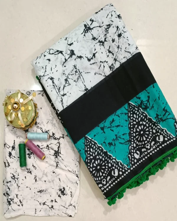 Pure Soft Cotton Mulmul Bagru Hand Block Printed Saree - Image 29