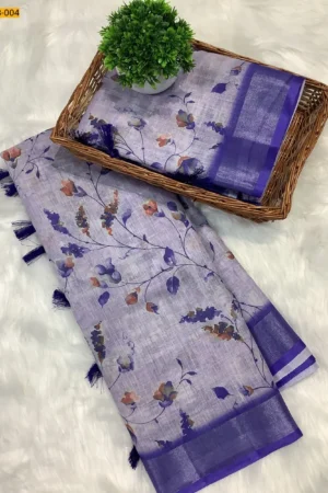 Linen Cotton Floral Printed Saree