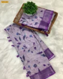 Linen Cotton Floral Printed Saree