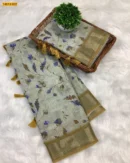 Linen Cotton Floral Printed Saree
