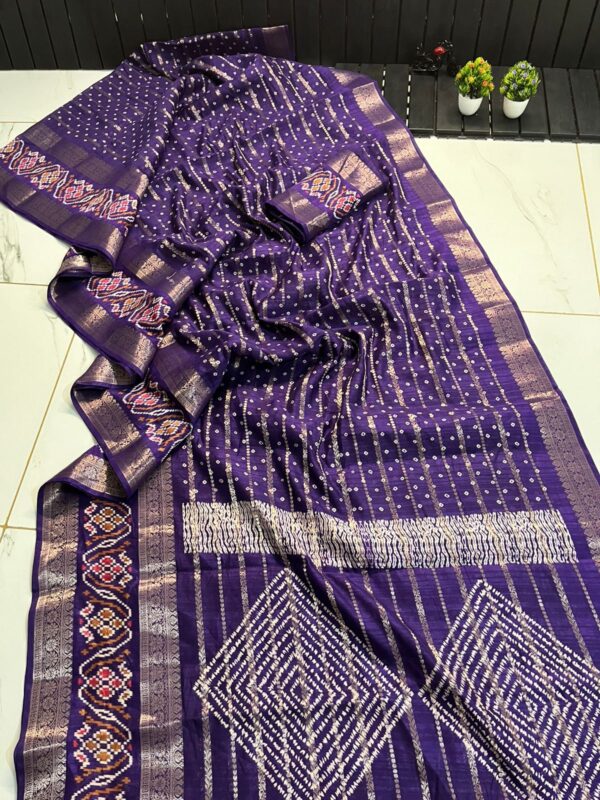 Pure Candy Cotton Silk Saree with beautiful jacquard border(Levender) - Image 4