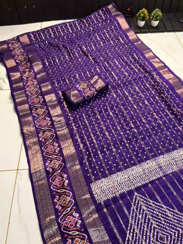 Pure Candy Cotton Silk Saree with beautiful jacquard border(Levender) - Image 2