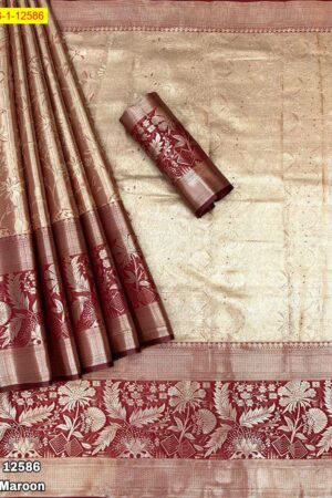 Pure Zari Weaving Kanjivaram Silk Saree (Maroon)