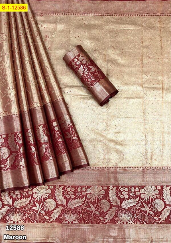 Pure Zari Weaving Kanjivaram Silk Saree (Maroon)