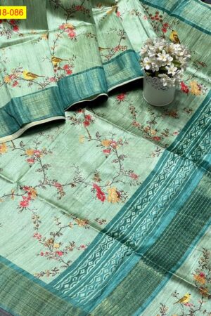 Soft Tussar Silk Saree(Green)