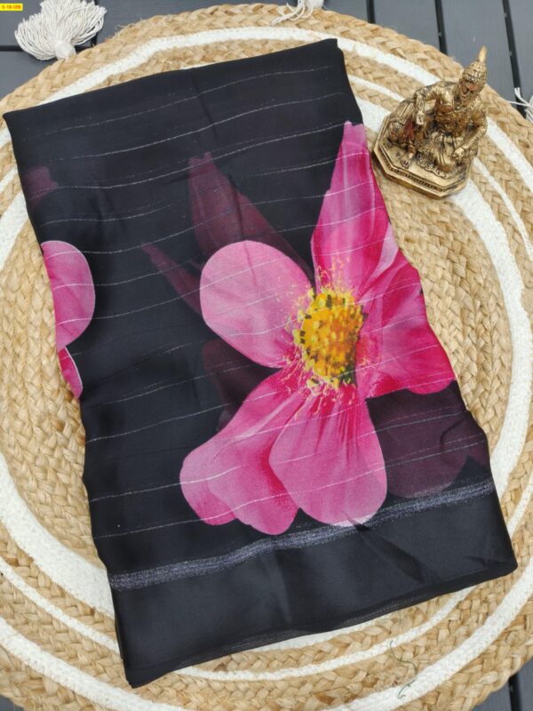 Moss Chiffon Floral Printed Saree(Pink)