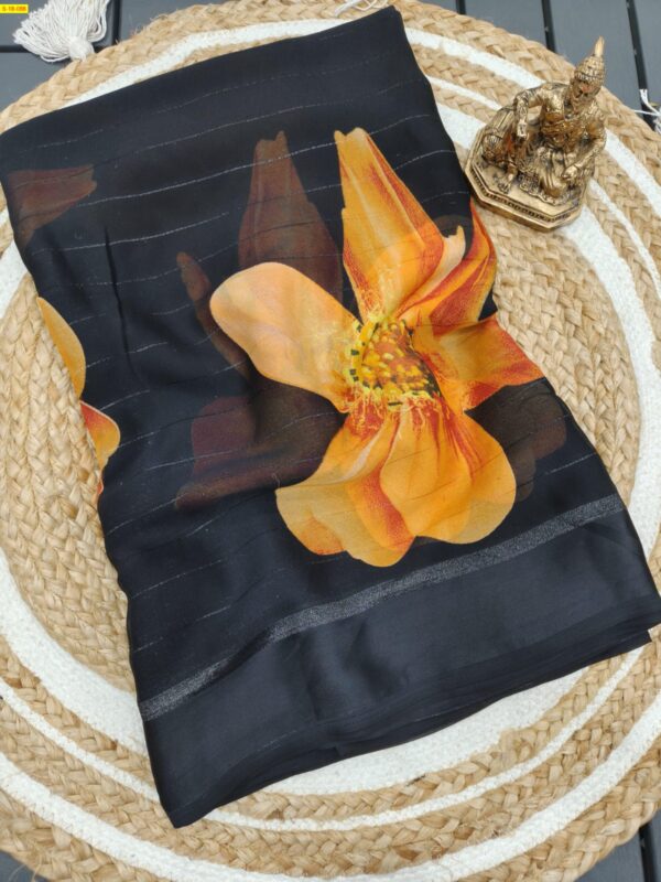 Moss Chiffon Floral Printed Saree( Yellow)