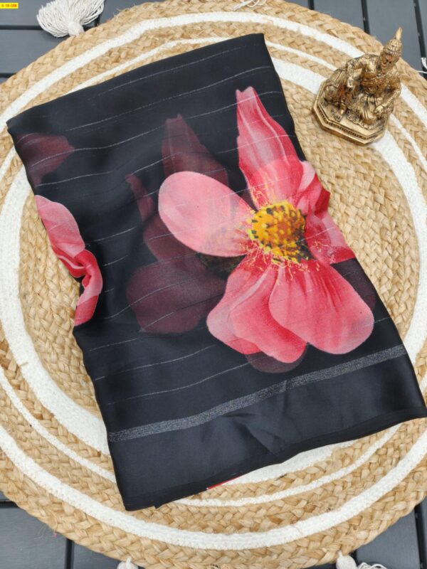 Moss Chiffon Floral Printed Saree( Onion)