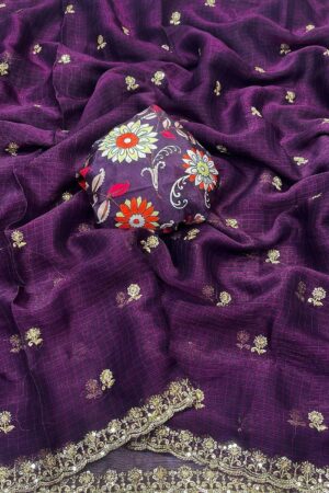 Elegant Georgette Work Saree(Butti Work-Levender)