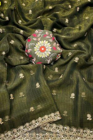 Elegant Georgette Work Saree(Butti Work-Green)