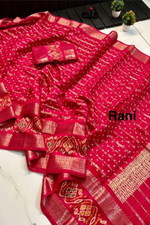 Pure Candy Cotton Silk Saree with beautiful jacquard border(Rani)